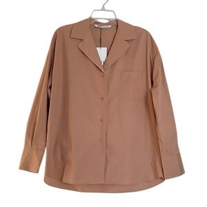 Zara Button Front Long Sleeve Blouse NWT